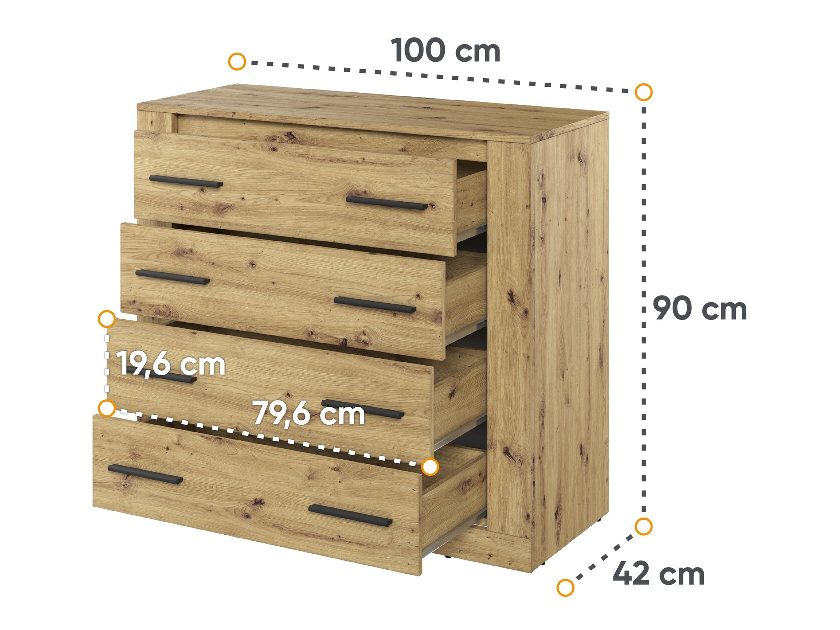 Komoda Fresno 108 (Zanatski hrast)