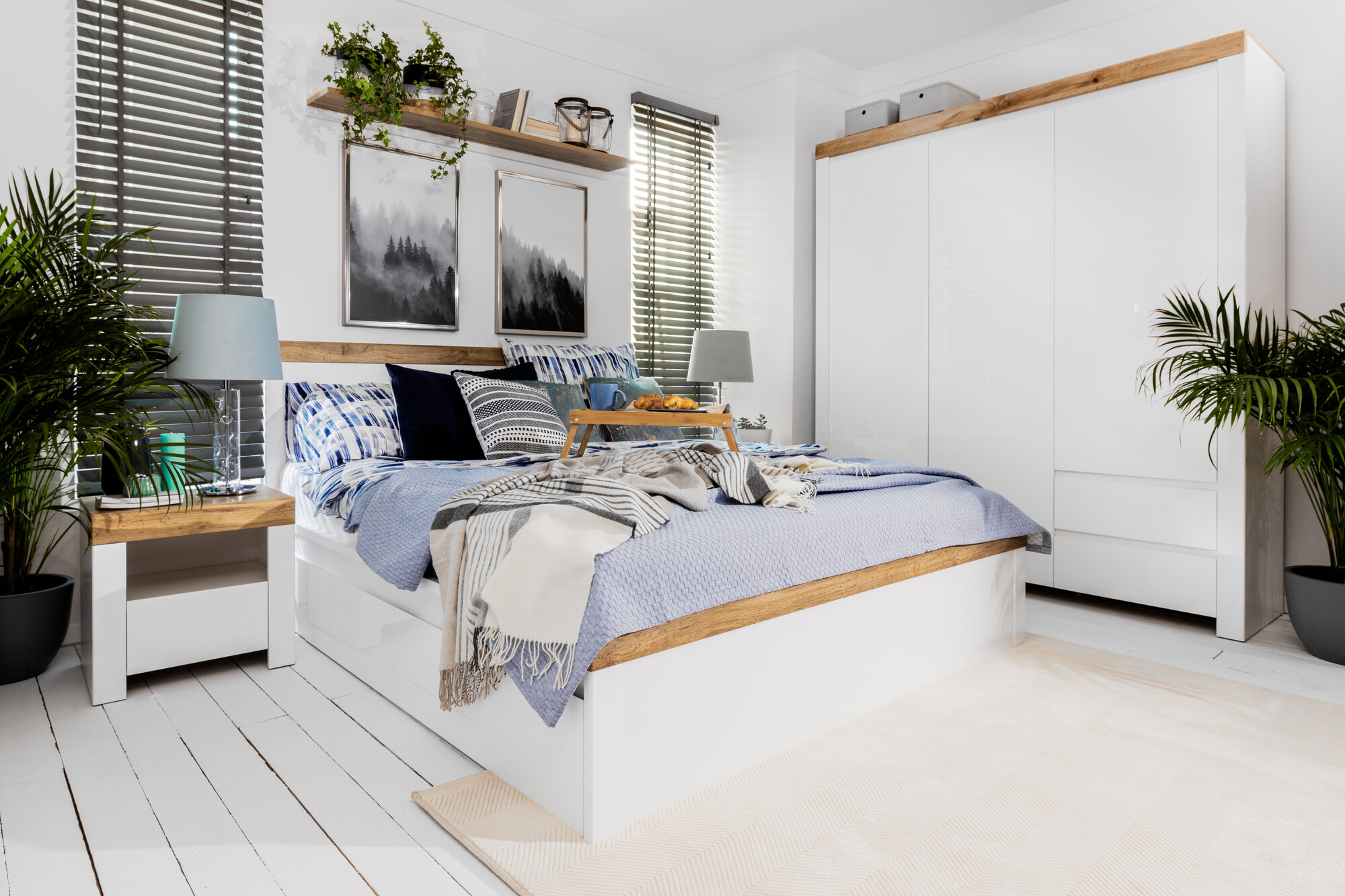 Krevet Sonsoru 138 (Belo + Hrast)