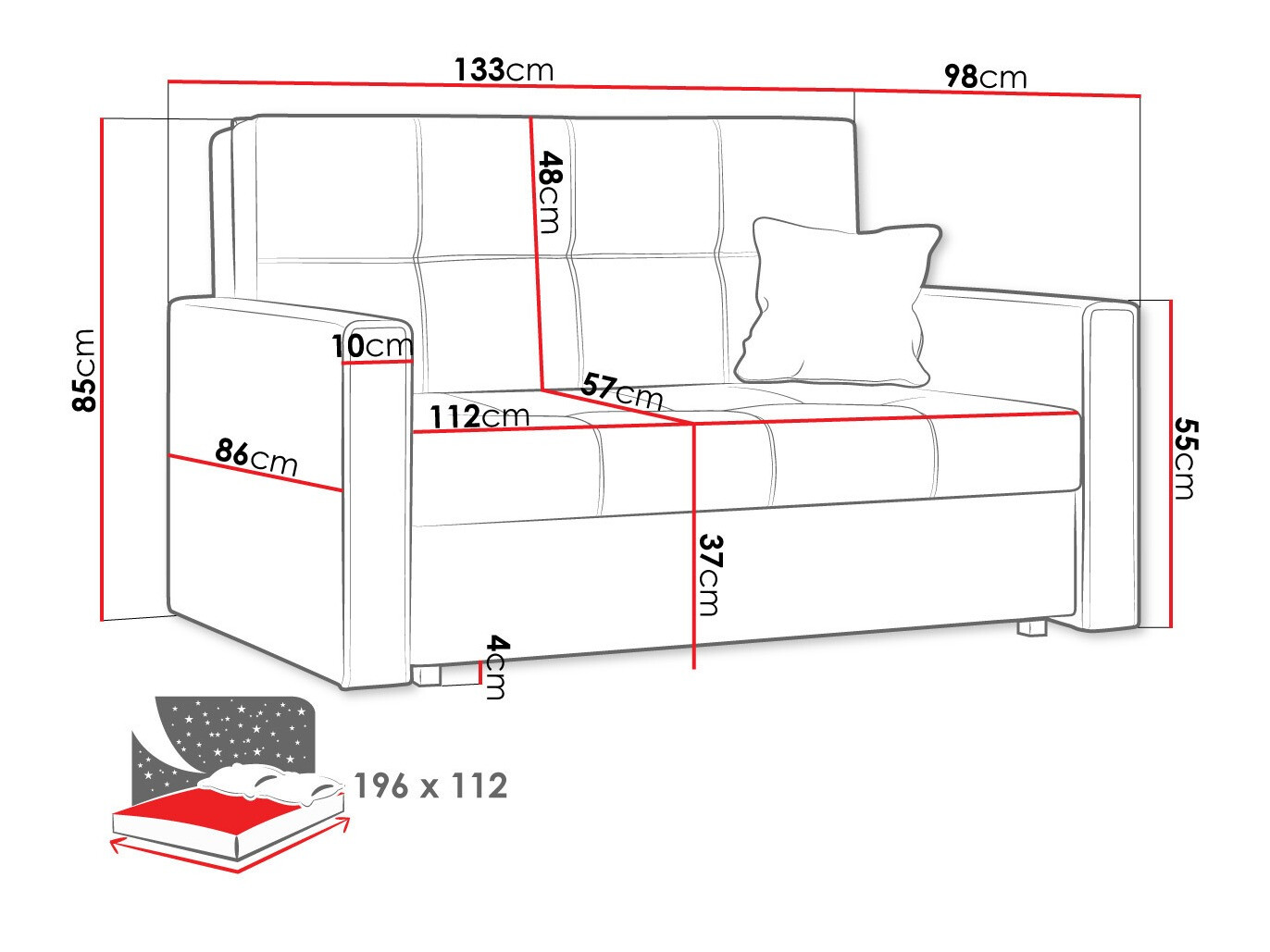 Sofa na razvlačenje Columbus 105 (Manila 38)