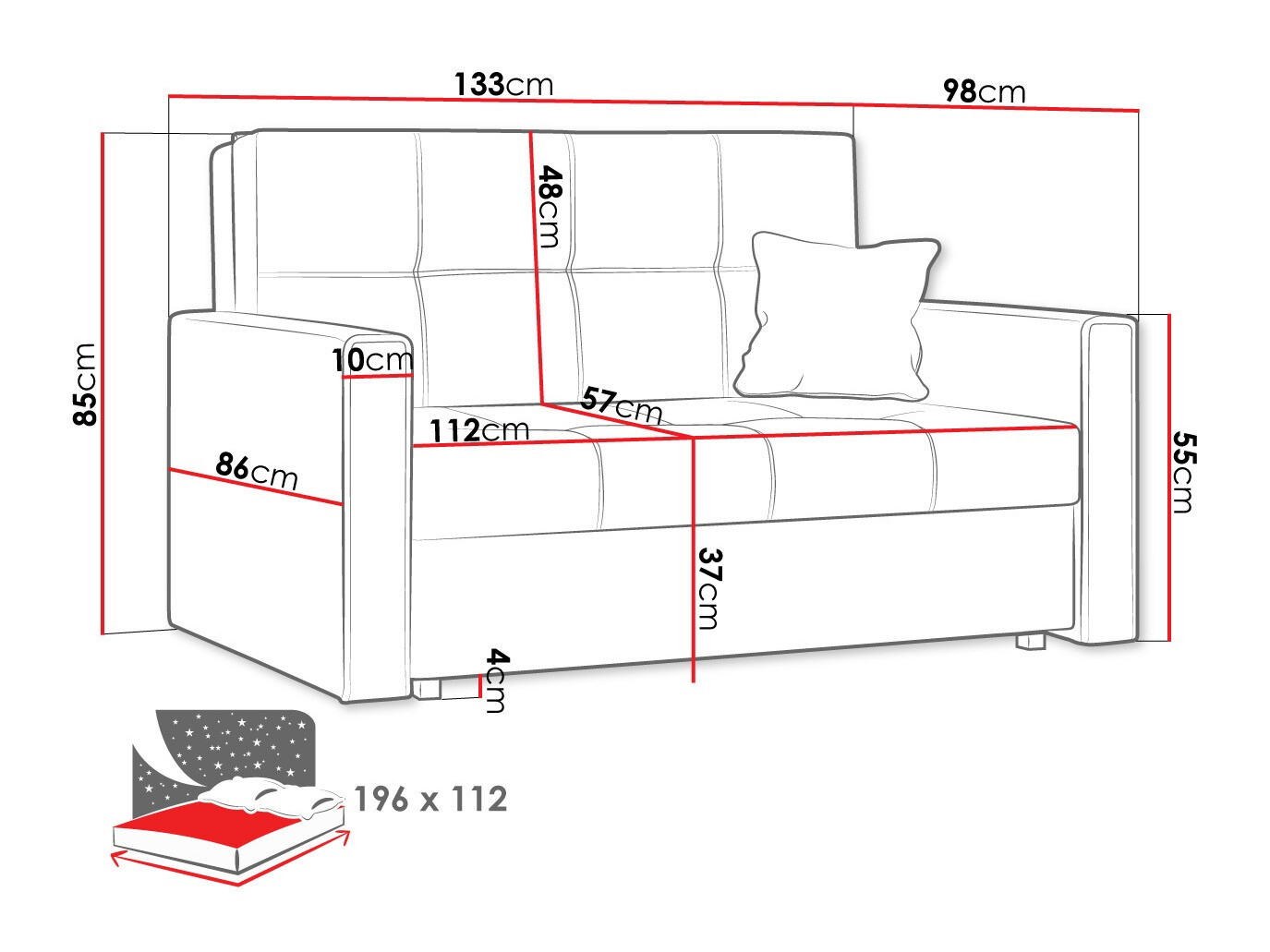 Sofa na razvlačenje Nuvora II (Manila 14)