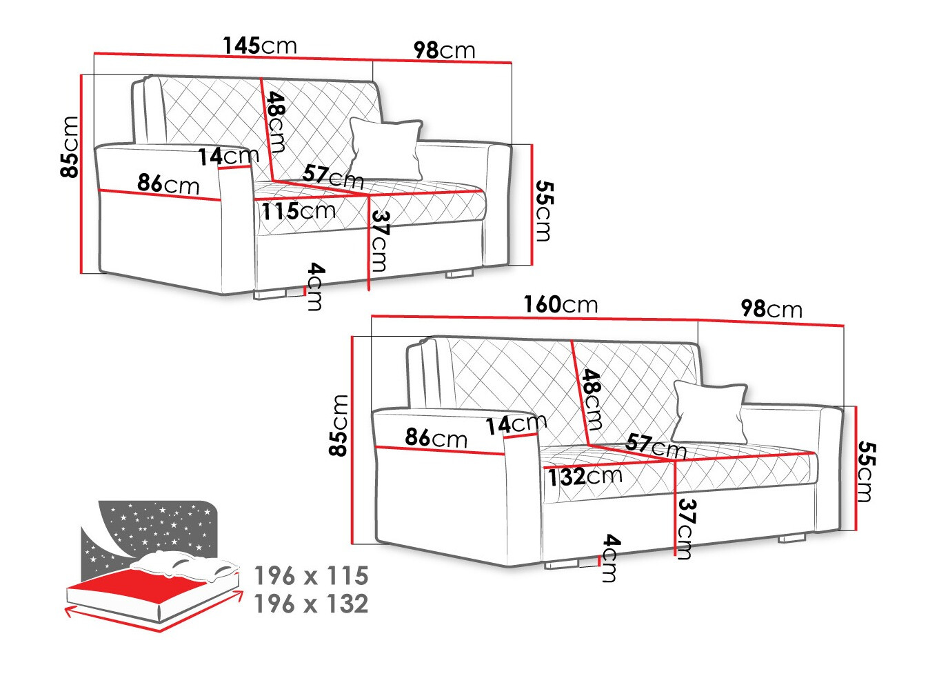 Set tapaciranog nameštaja Columbus 150 (Zanzibar 190)