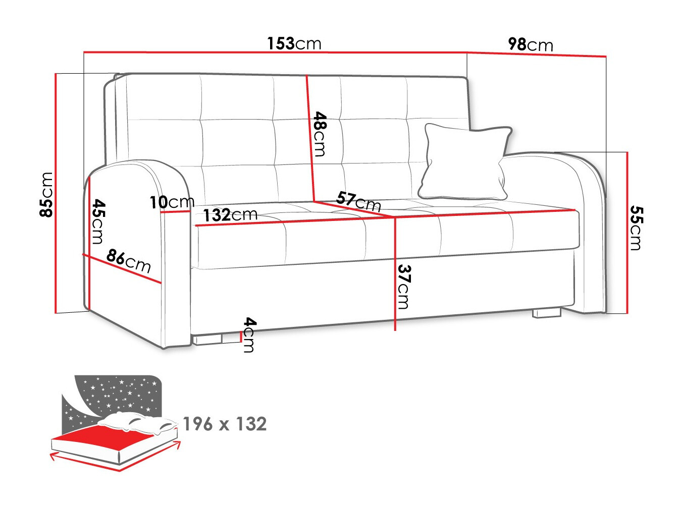 Sofa na razvlačenje Columbus 116 (Kronos 01)
