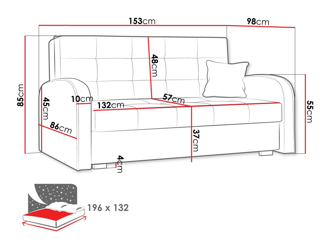 Sofa na razvlačenje Columbus 116 (Kronos 02)
