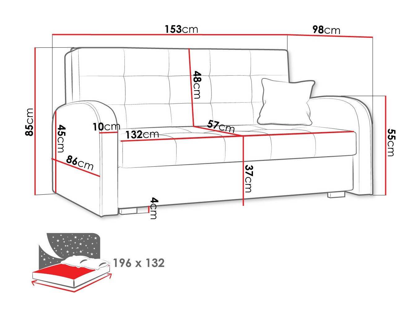 Sofa na razvlačenje Columbus 116 (Kronos 07)