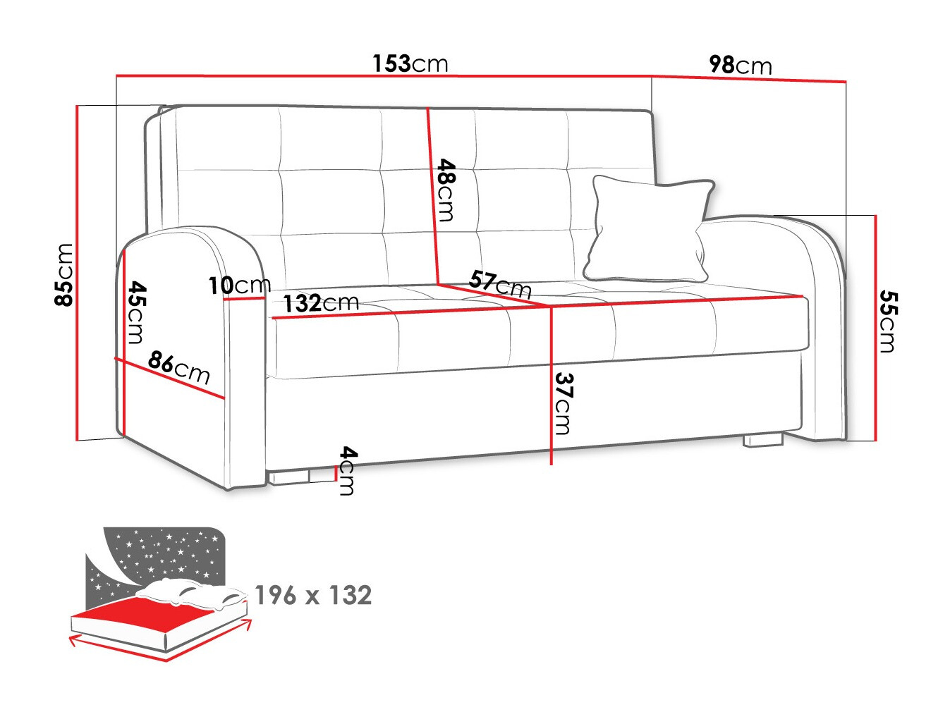 Sofa na razvlačenje Columbus 116 (Kronos 09)