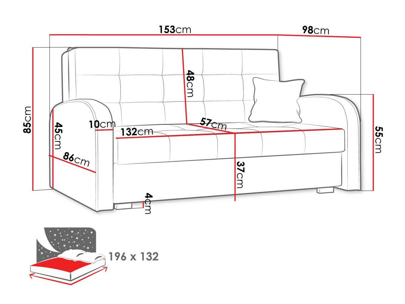Sofa na razvlačenje Columbus 116 (Kronos 22)