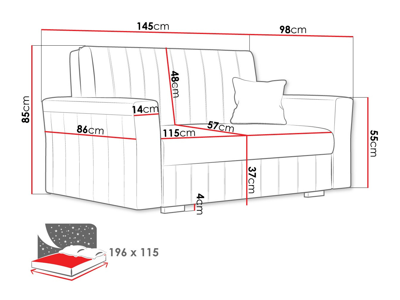 Sofa na razvlačenje Columbus 136 (Kronos 07)