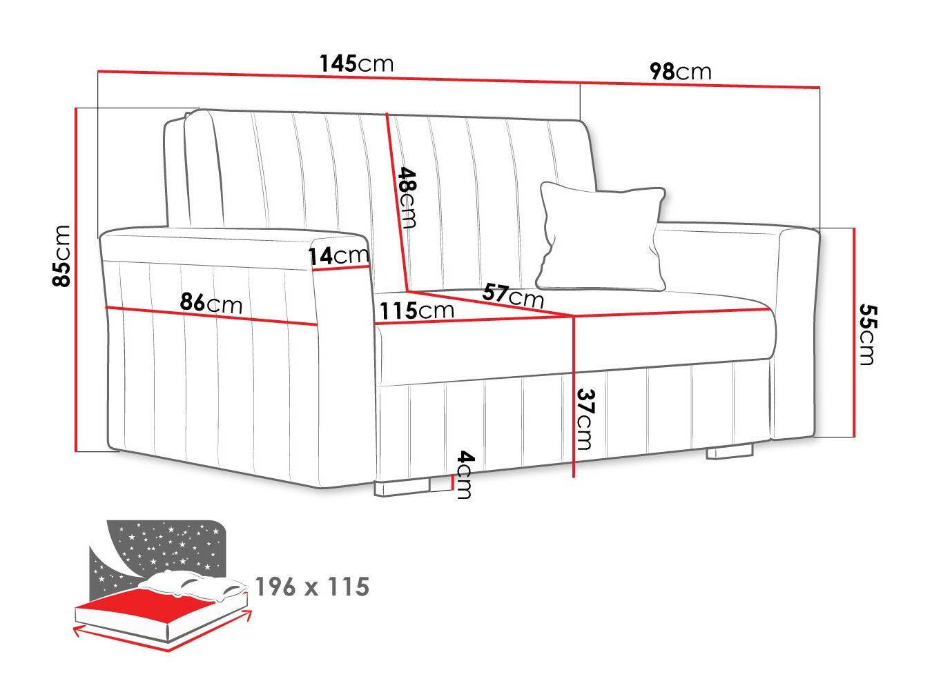 Sofa na razvlačenje Columbus 136 (Kronos 31)