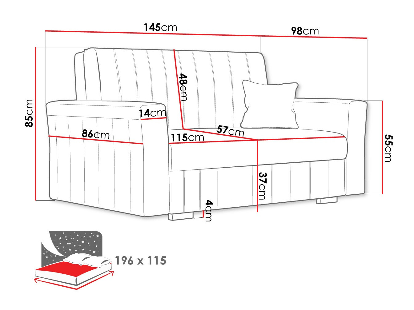 Sofa na razvlačenje Columbus 136 (Paros 6)