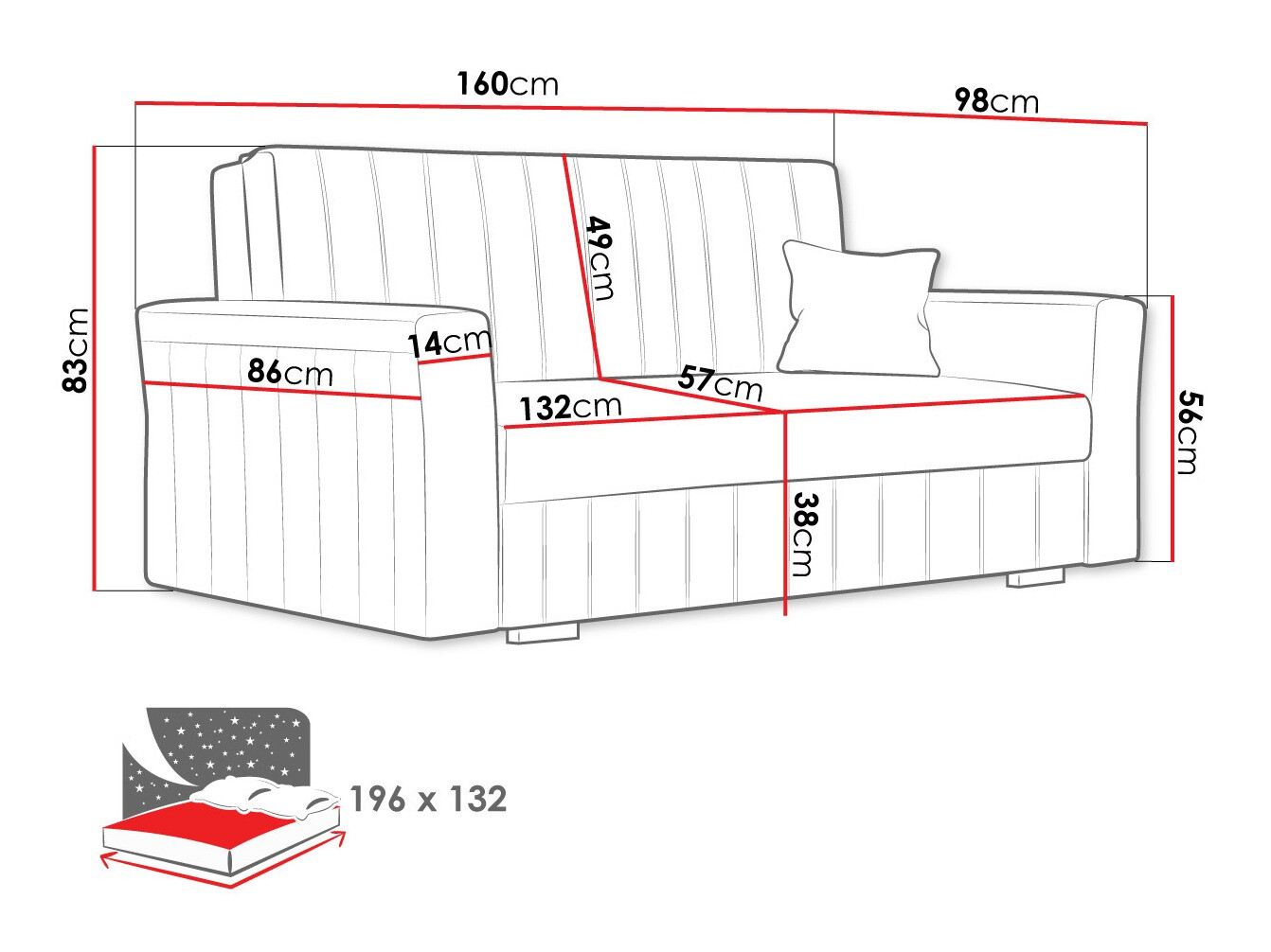 Sofa na razvlačenje Columbus 137 (Kronos 27)