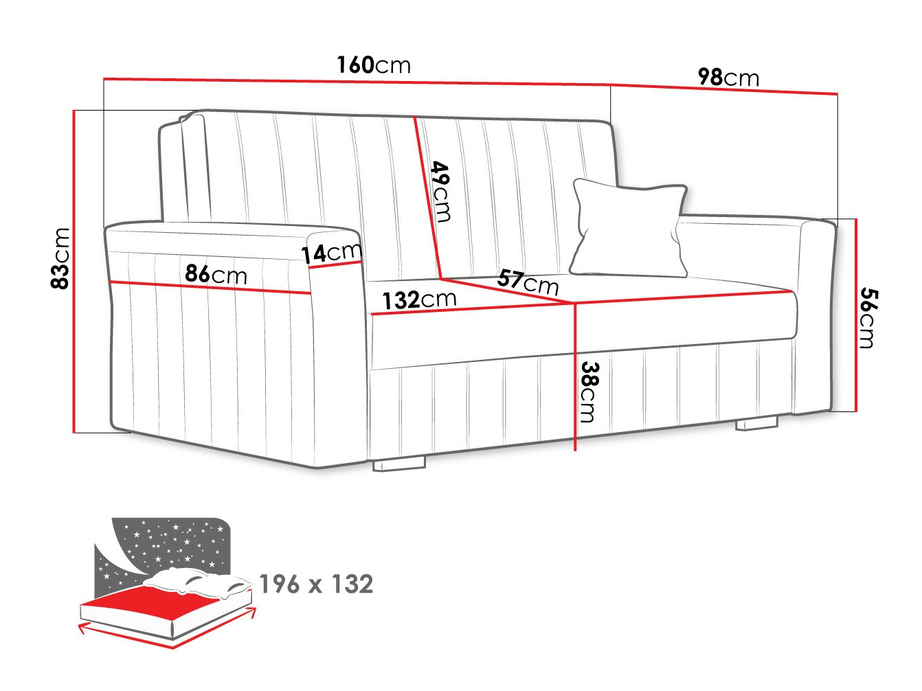 Sofa na razvlačenje Columbus 137 (Paros 6)