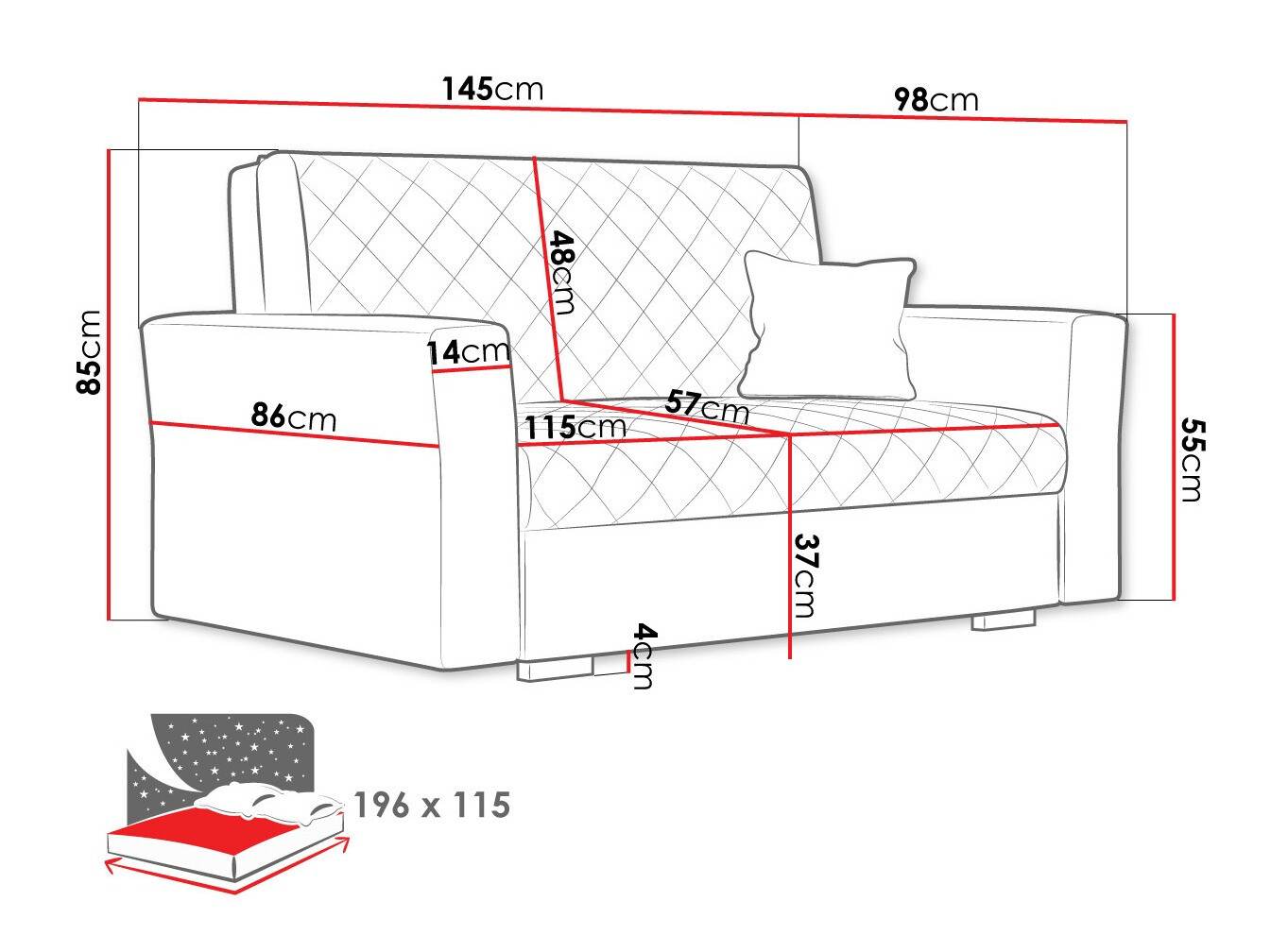 Sofa na razvlačenje Columbus 146 (Zanzibar 182)