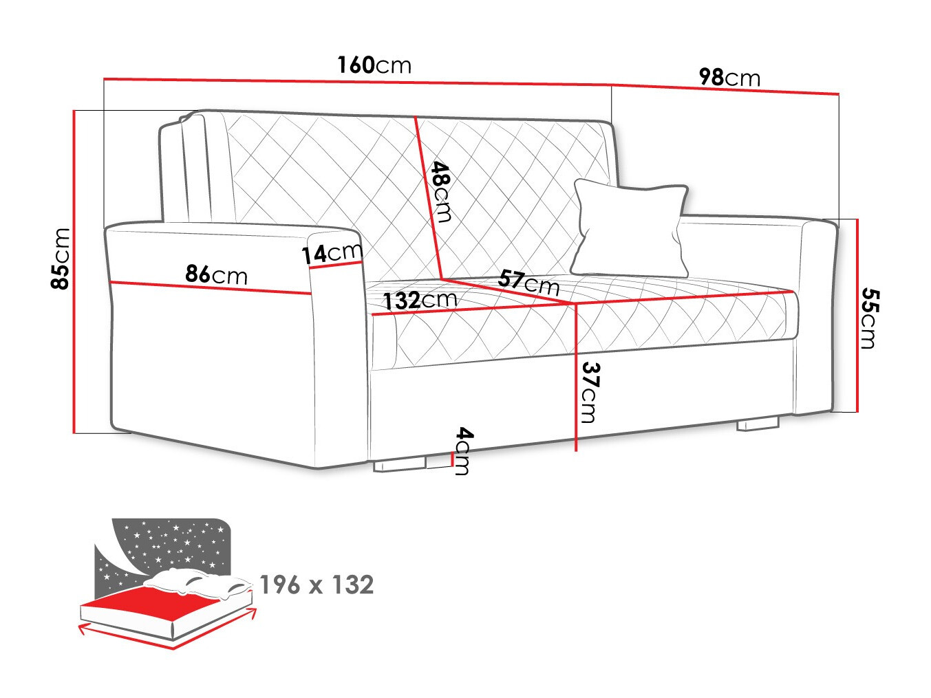 Sofa na razvlačenje Columbus 147 (Zanzibar 190)