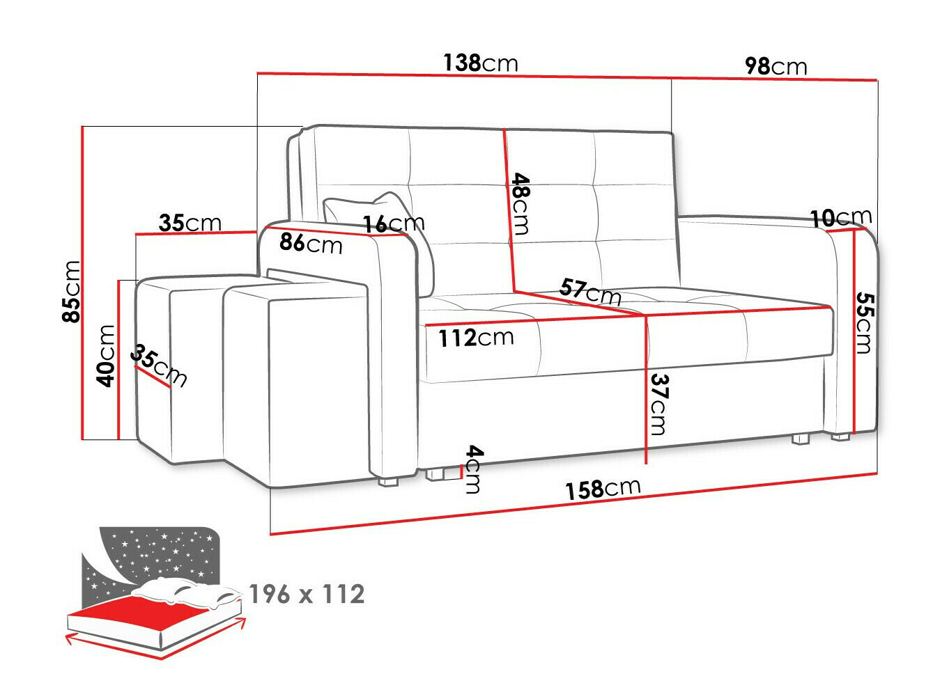 Sofa na razvlačenje Columbus 157 (Manila 18)