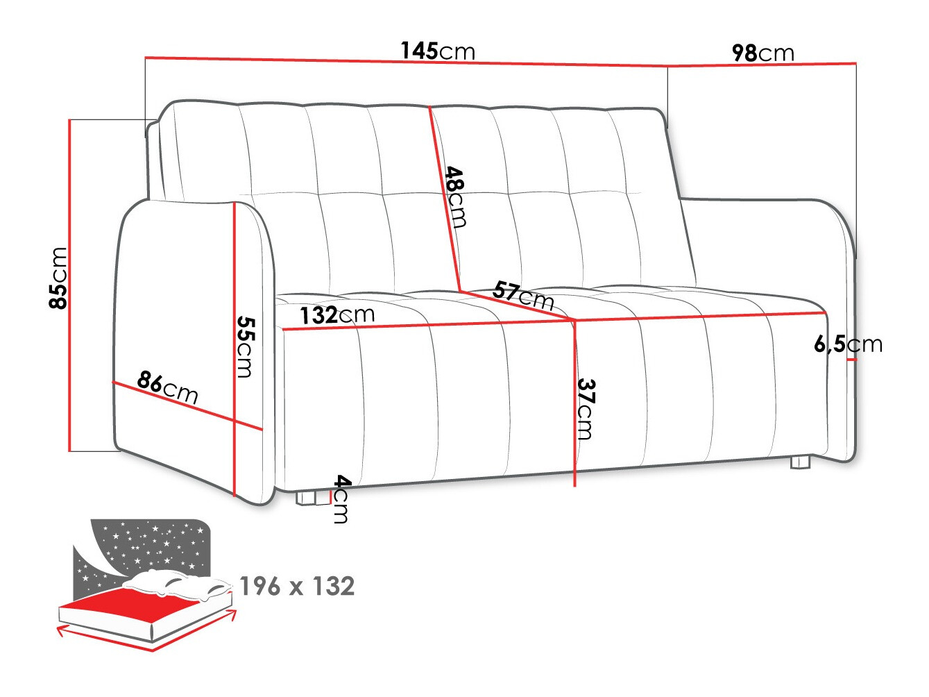 Sofa na razvlačenje Columbus 178 (Kronos 22)