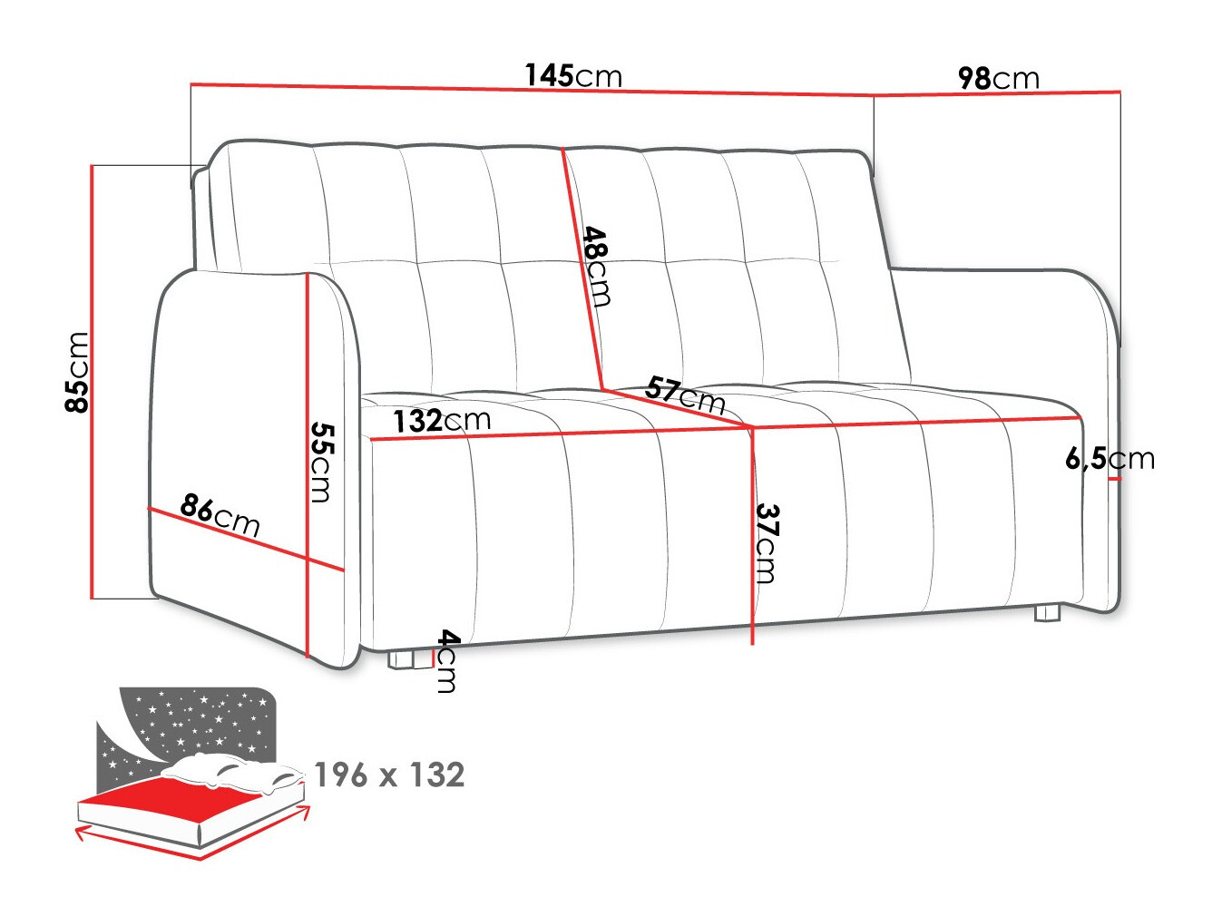 Sofa na razvlačenje Columbus 178 (Paros 6)