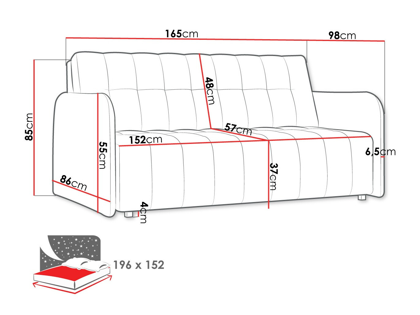 Sofa na razvlačenje Columbus 179 (Kronos 19)