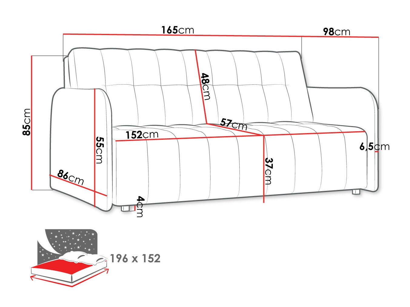 Sofa na razvlačenje Columbus 179 (Kronos 9)