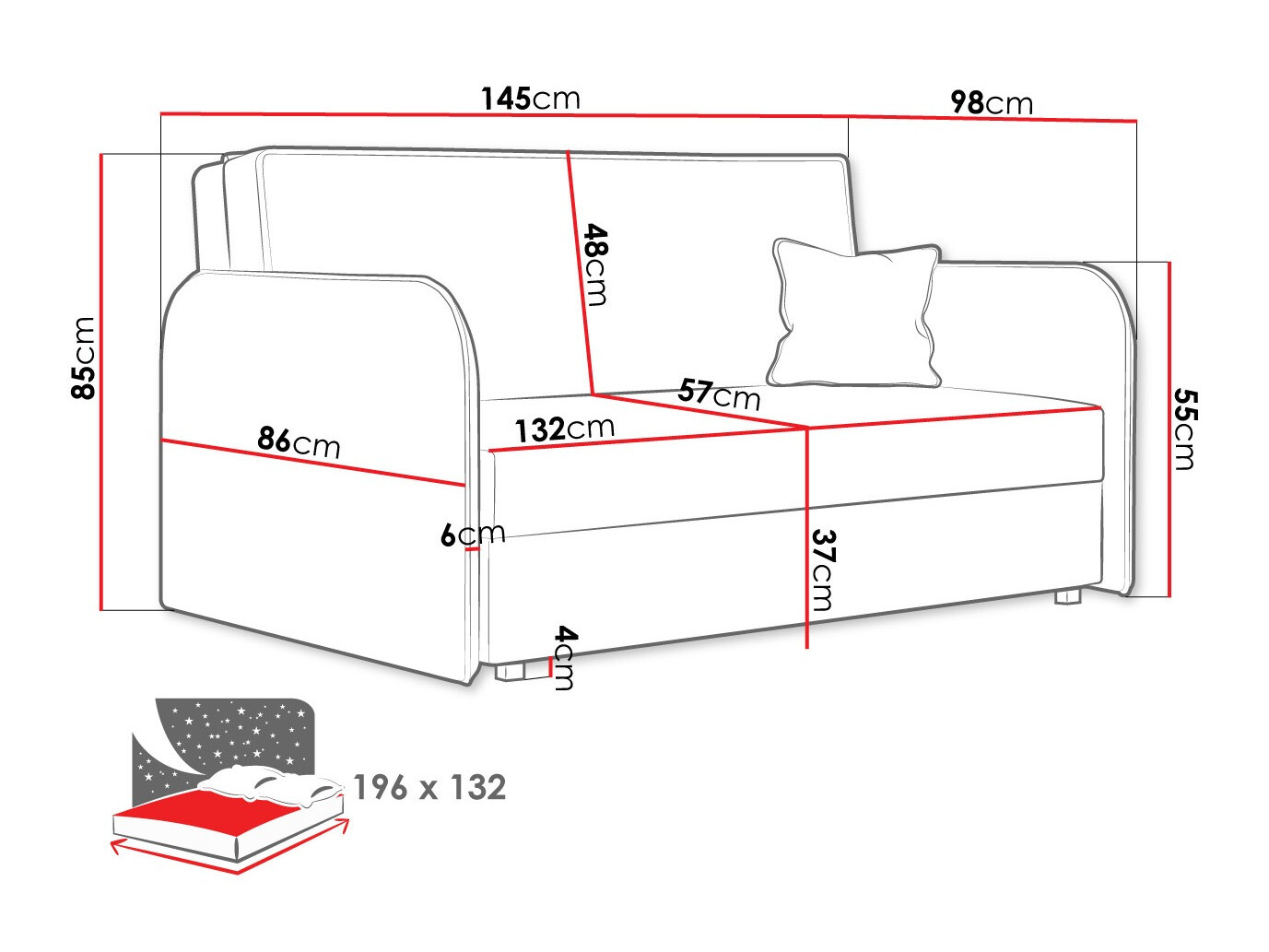 Sofa na razvlačenje Columbus 123 (Mono 241)