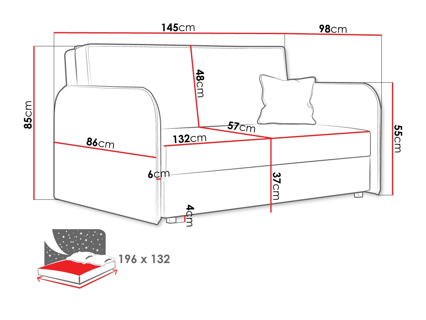 Sofa na razvlačenje Columbus 123 (Mono 244)