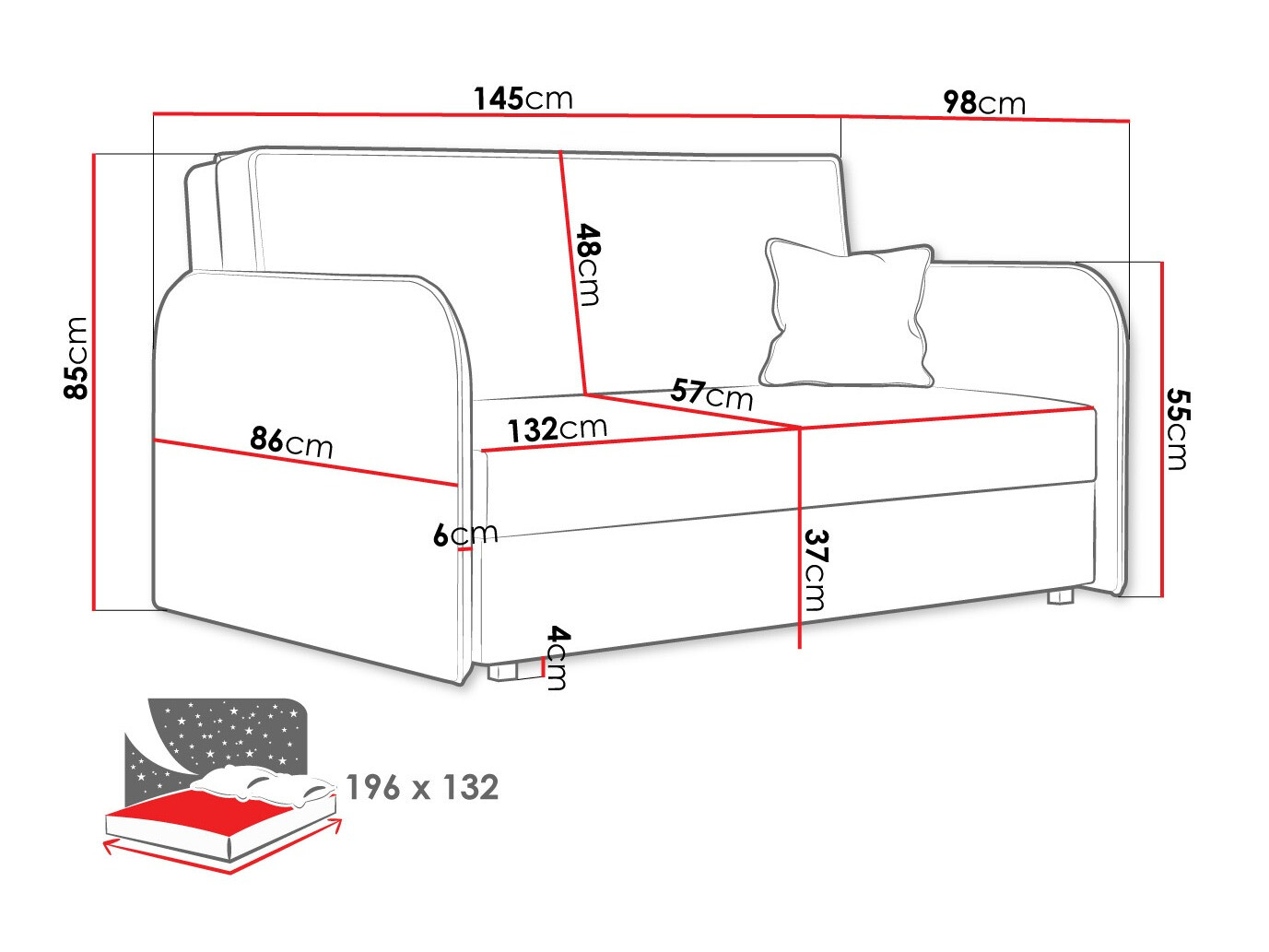 Sofa na razvlačenje Columbus 123 (Mono 246)