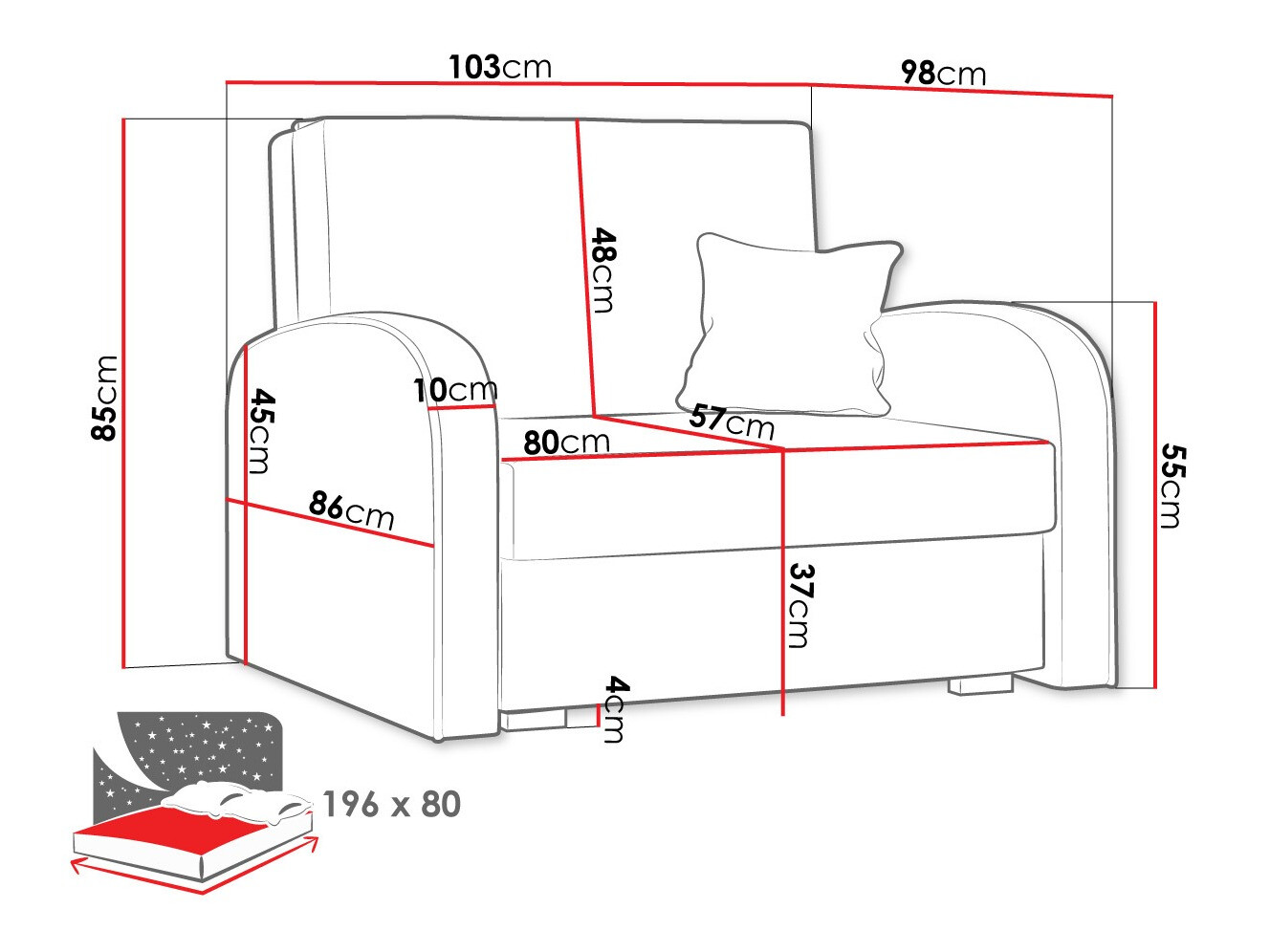 Fotelja Columbus 160 (Mono 232 + Sorriso 5)