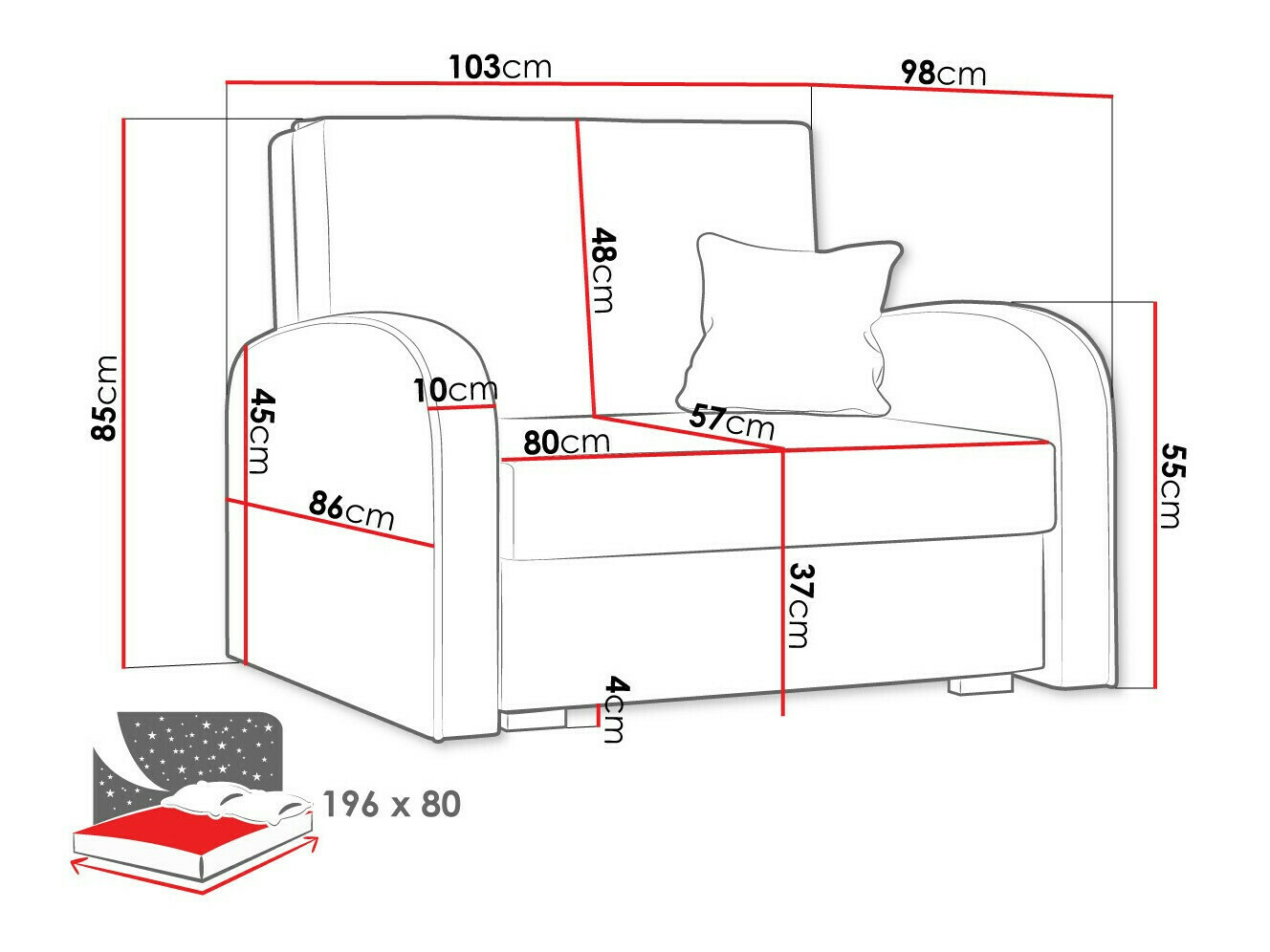 Fotelja Columbus 160 (Mono 244 + Sorriso 4)