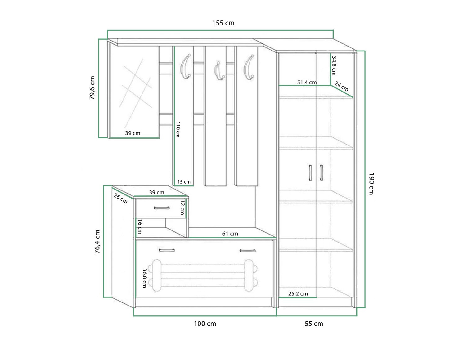 Set za hodnik Gilroy 106 (Craft Tabaco hrast + Krem)
