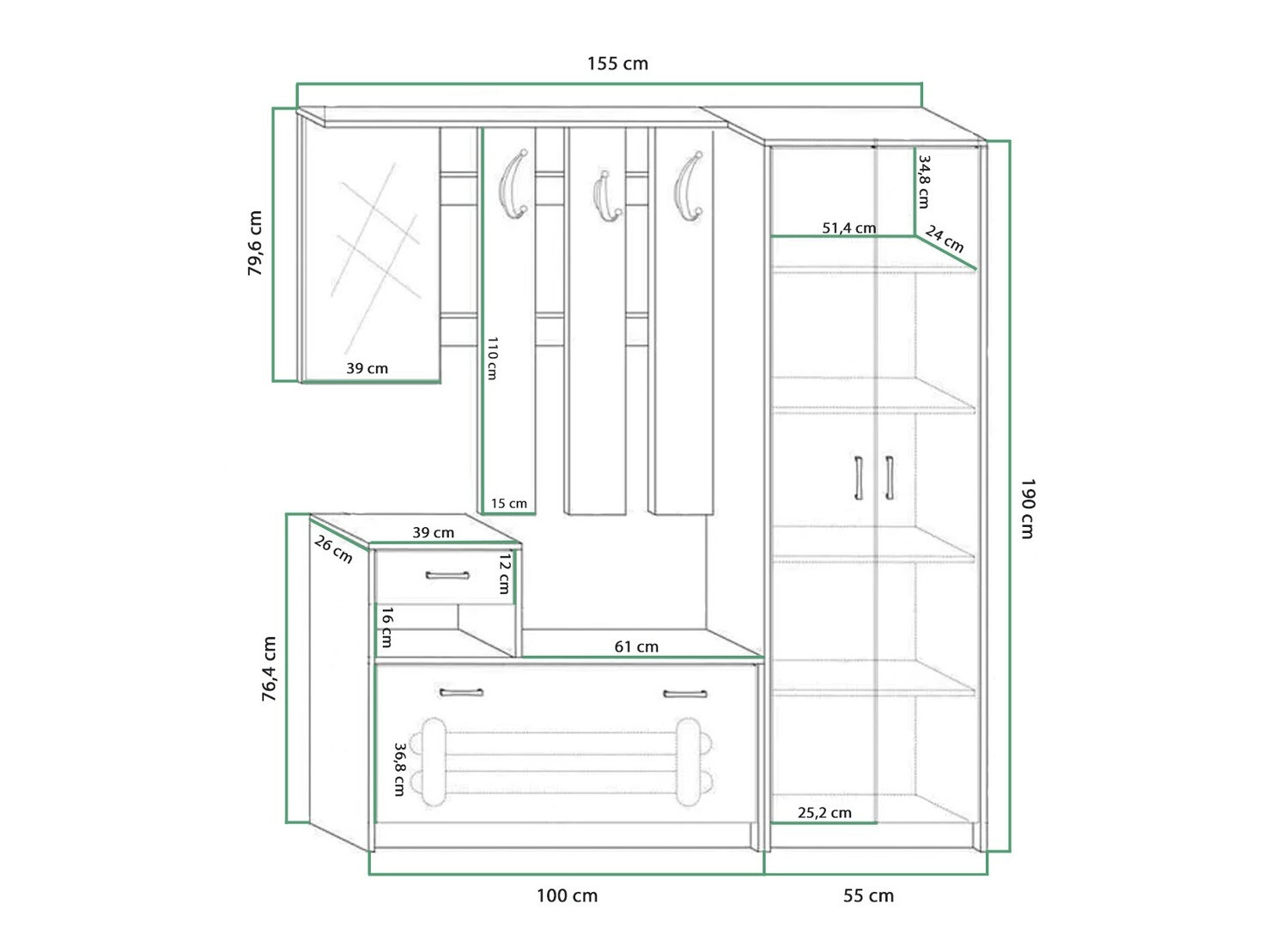 Set za hodnik Gilroy 106 (Sonoma hrast + Belo)