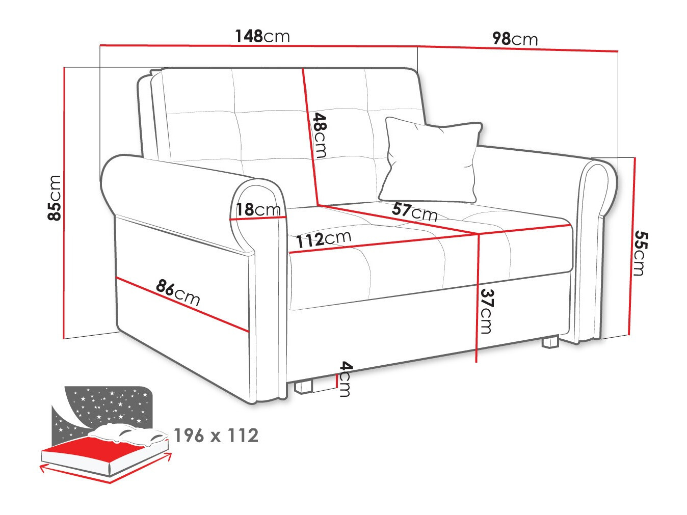 Sofa na razvlačenje Aquala II (Kronos 19)