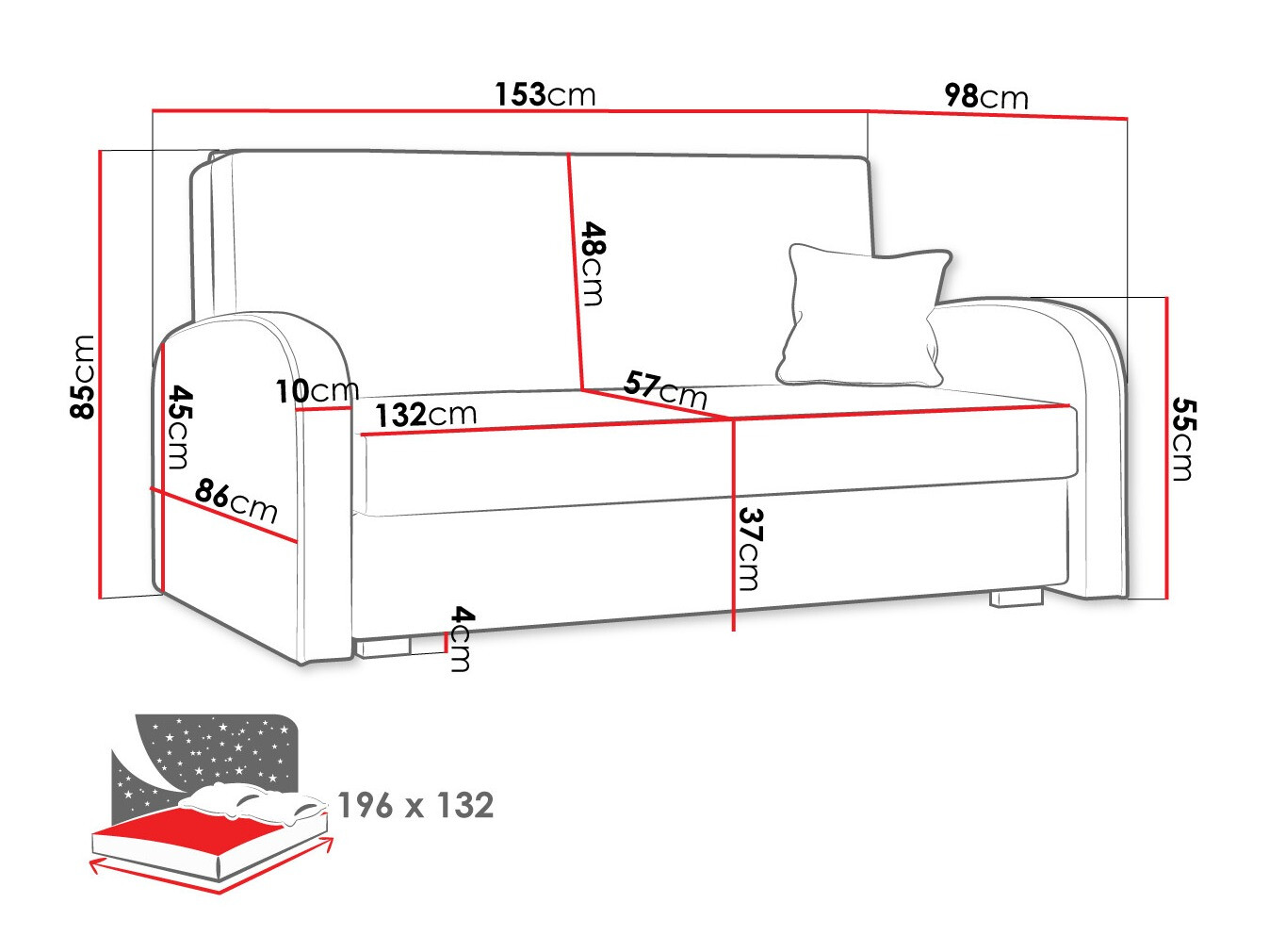 Sofa na razvlačenje Columbus 163 (Mono 232 + Sorriso 5)