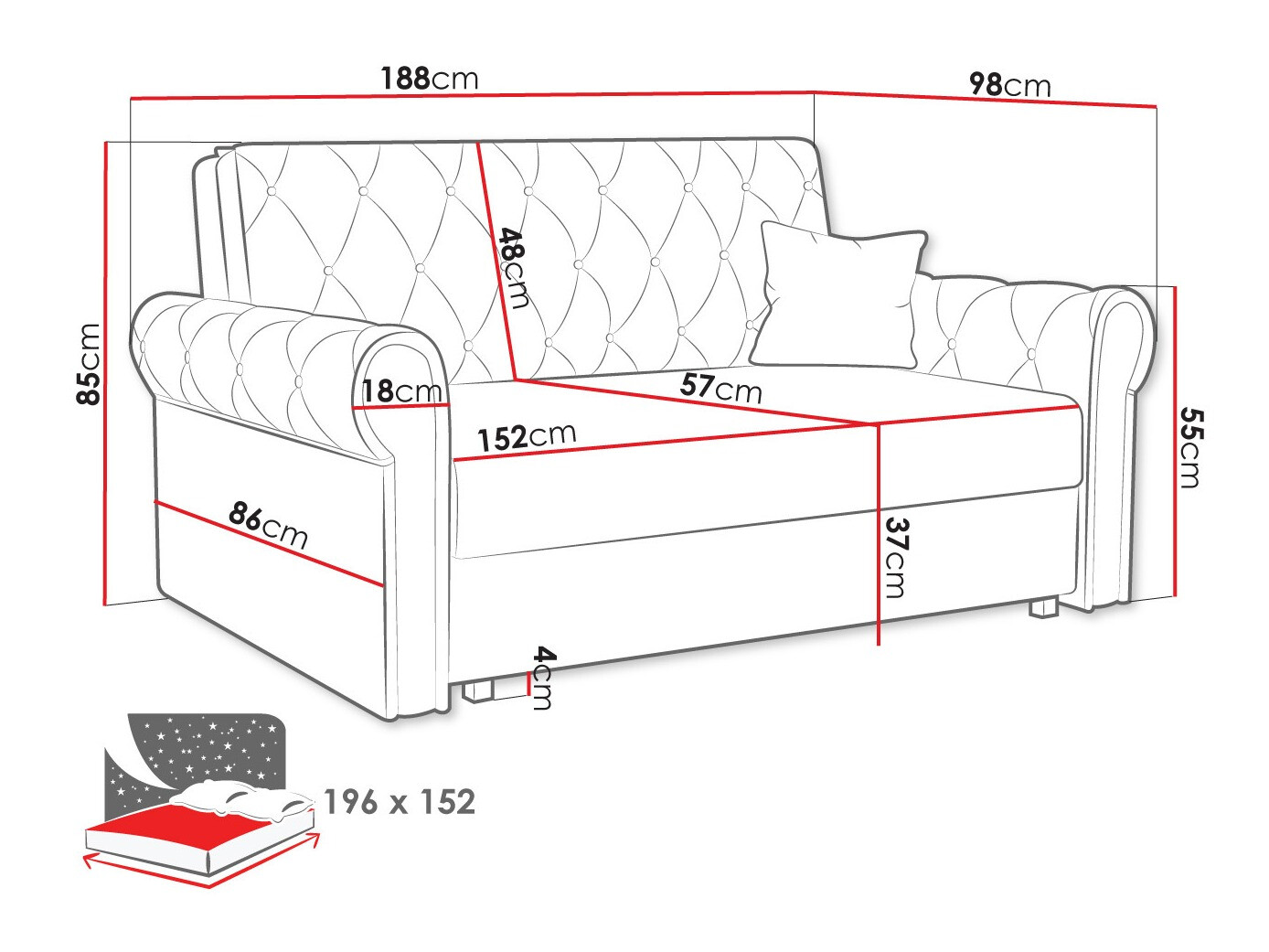 Sofa na razvlačenje Columbus 196 (Kronos 09)