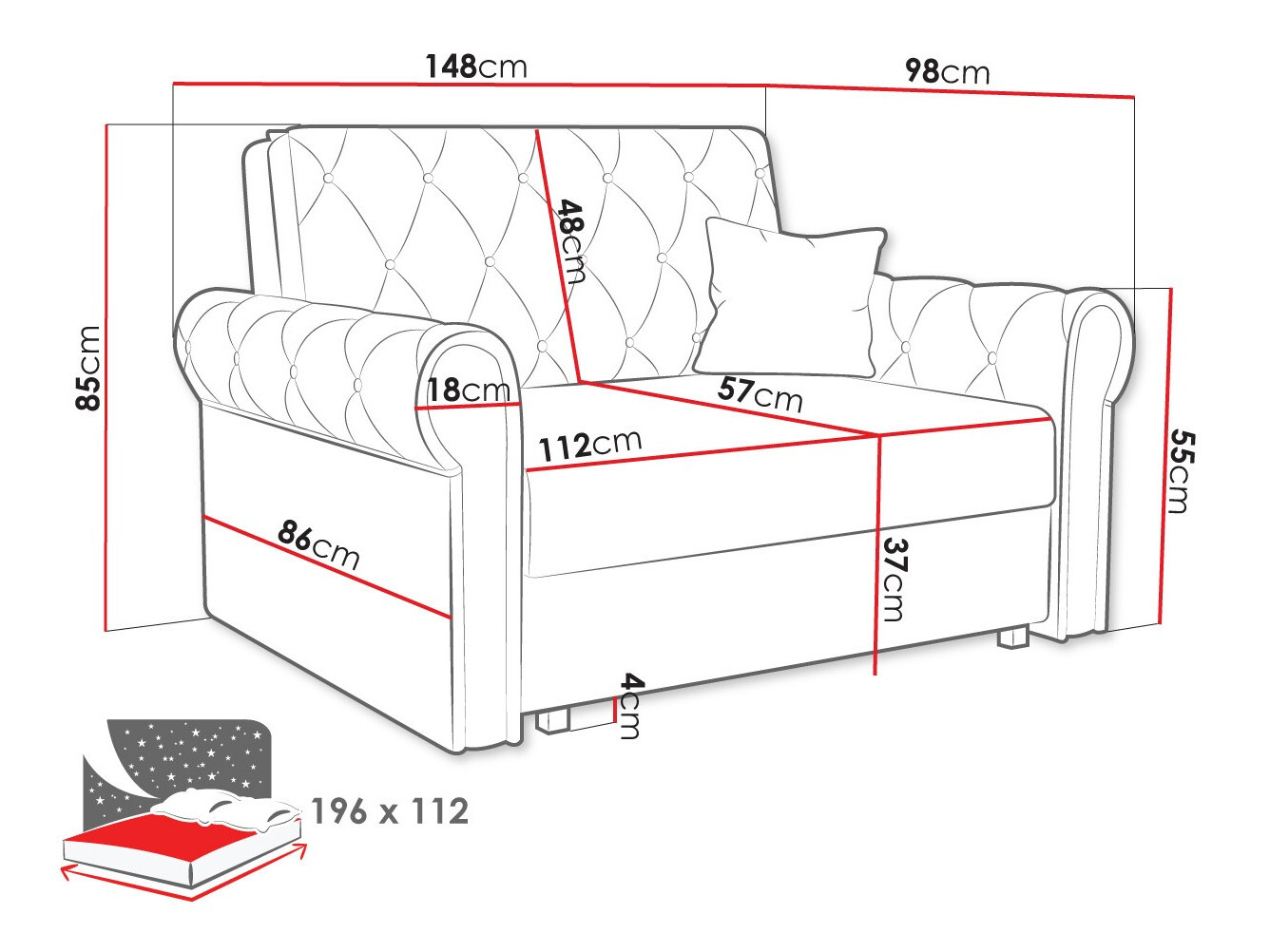 Sofa na razvlačenje Columbus 199 (Kronos 09)