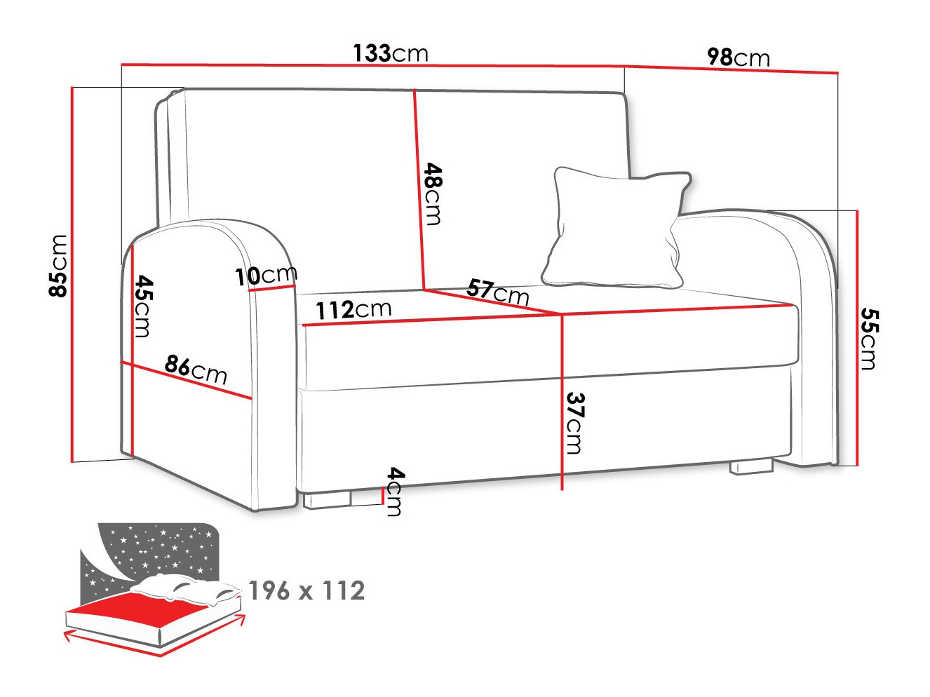 Sofa na razvlačenje Galona II (Mono 232 + Sorriso 5)