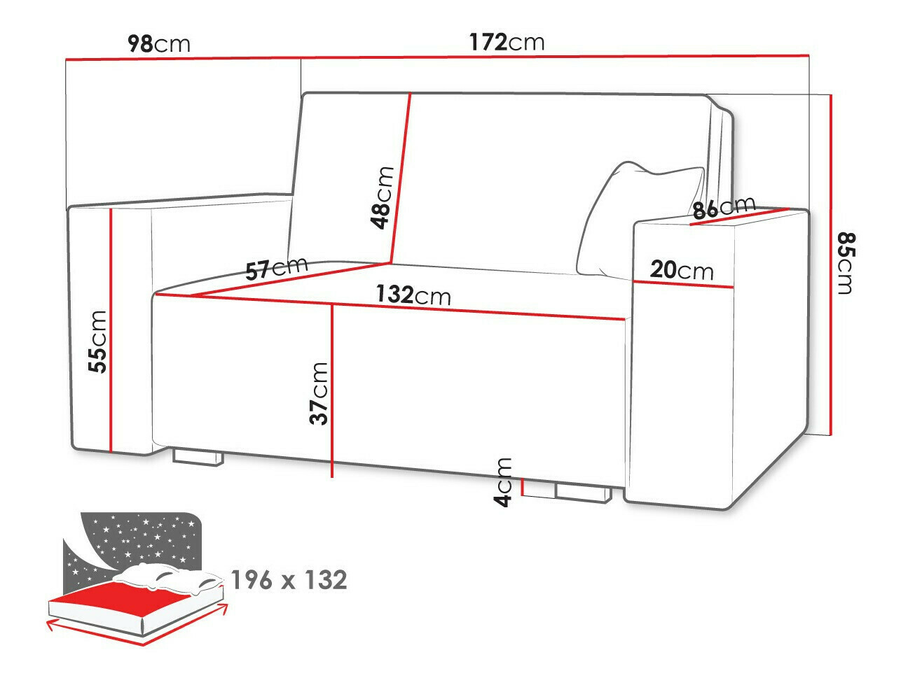Sofa na razvlačenje Serora III (Neve 90)