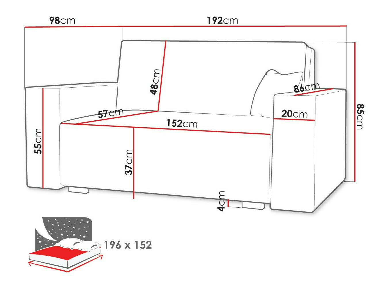 Sofa na razvlačenje Serora IV (Neve 80)