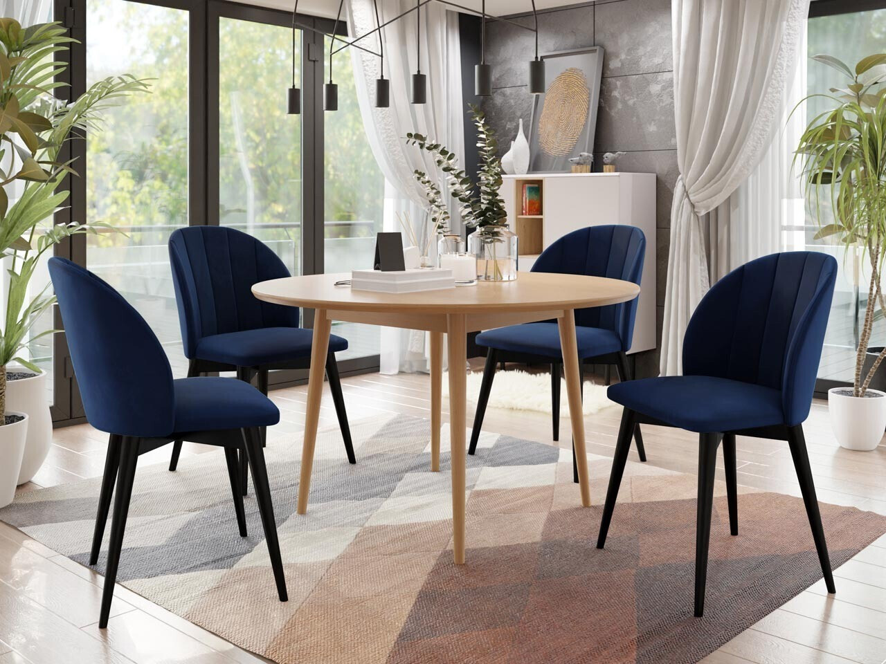 Trpezarijski set Racine 127 (Crno + Magic Velvet 2216)