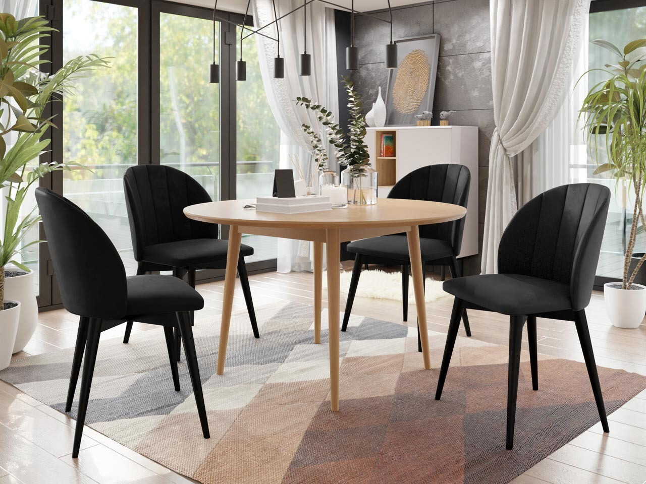 Trpezarijski set Racine 127 (Crno + Magic Velvet 2219)