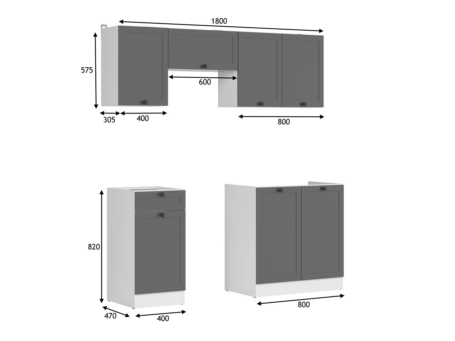 Modularni kuhinjski set Classic Grey 118