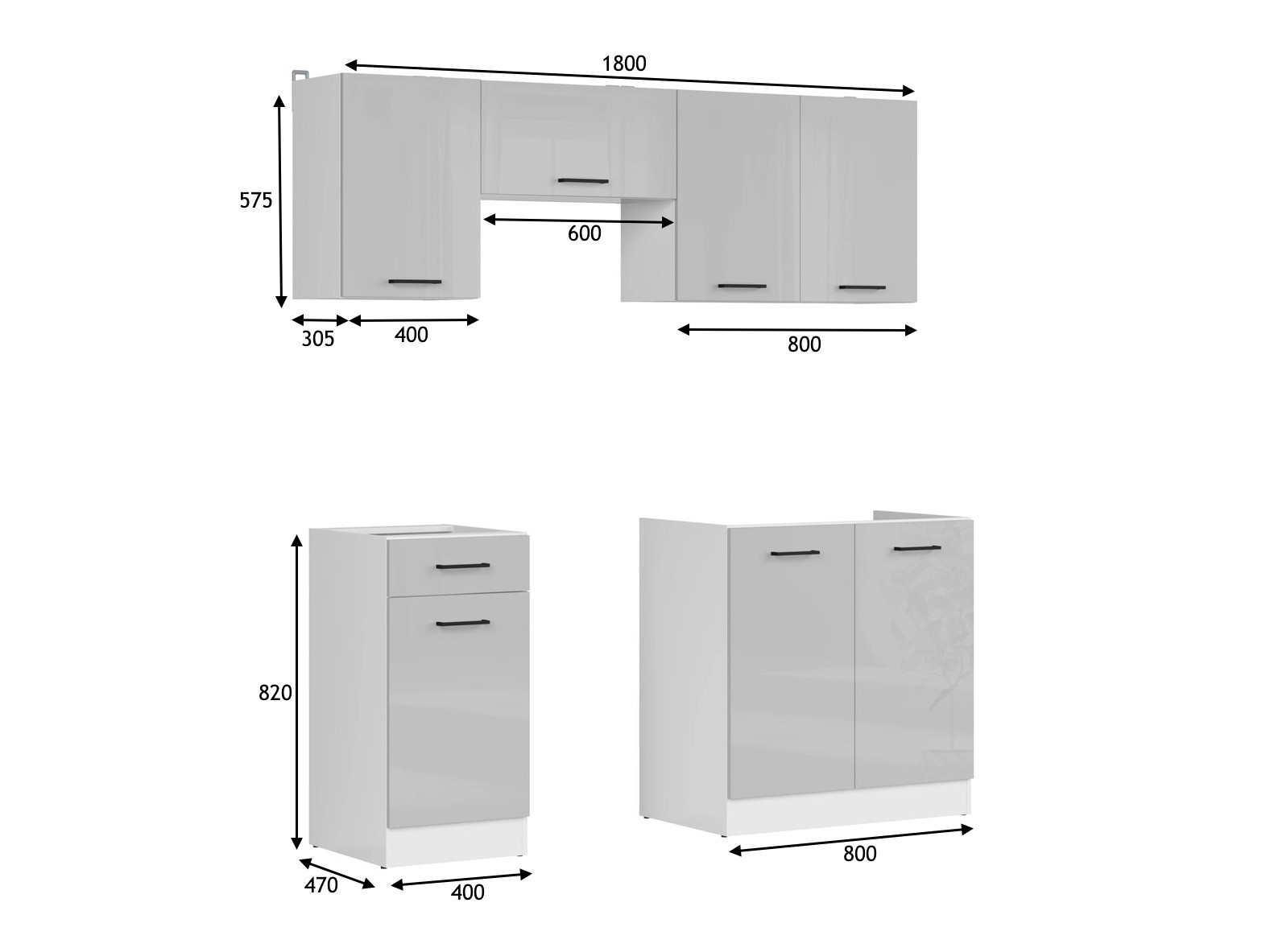 Modularni kuhinjski set Line Grey 118