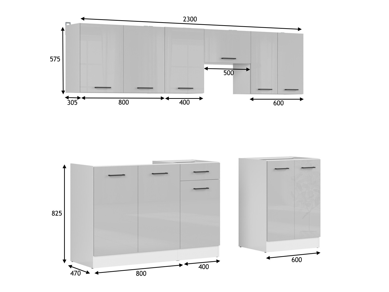 Modularni kuhinjski set Line Grey 119
