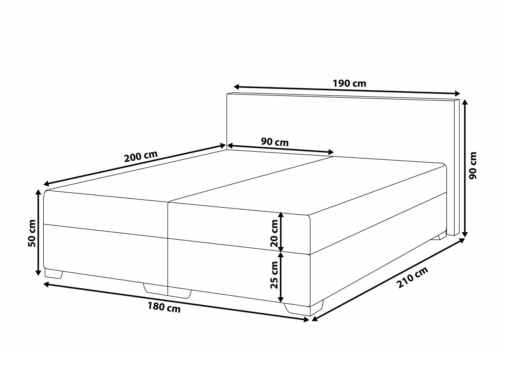 Boxspring krevet Berwyn 1548 (Crno)