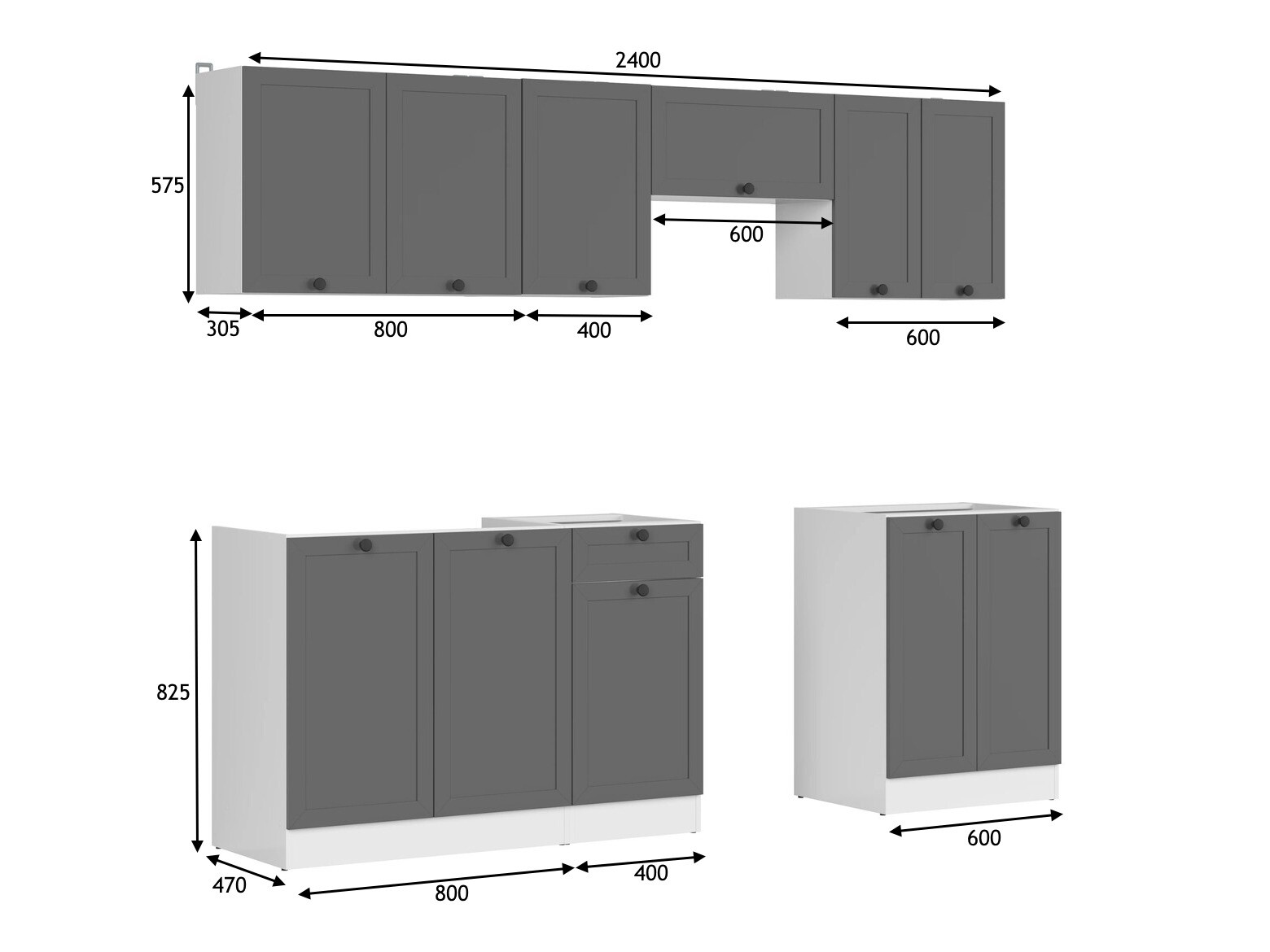 Modularni kuhinjski set Classic Grey 120
