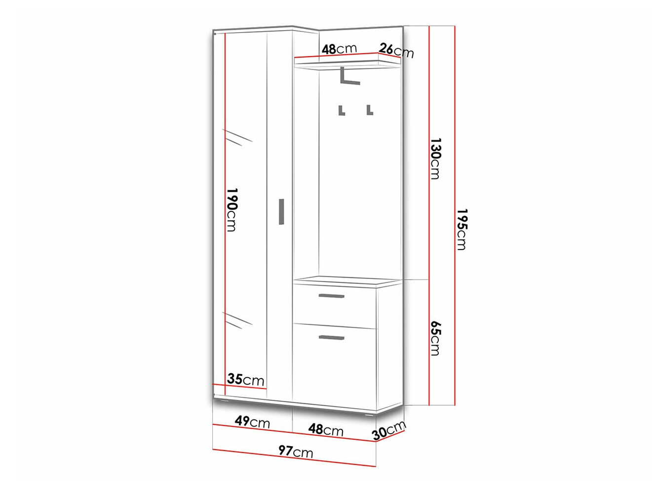Set za hodnik Stanton 103 (Zanatski hrast + Crno)