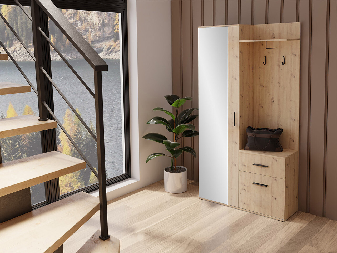 Set za hodnik Stanton 103 (Zanatski hrast)