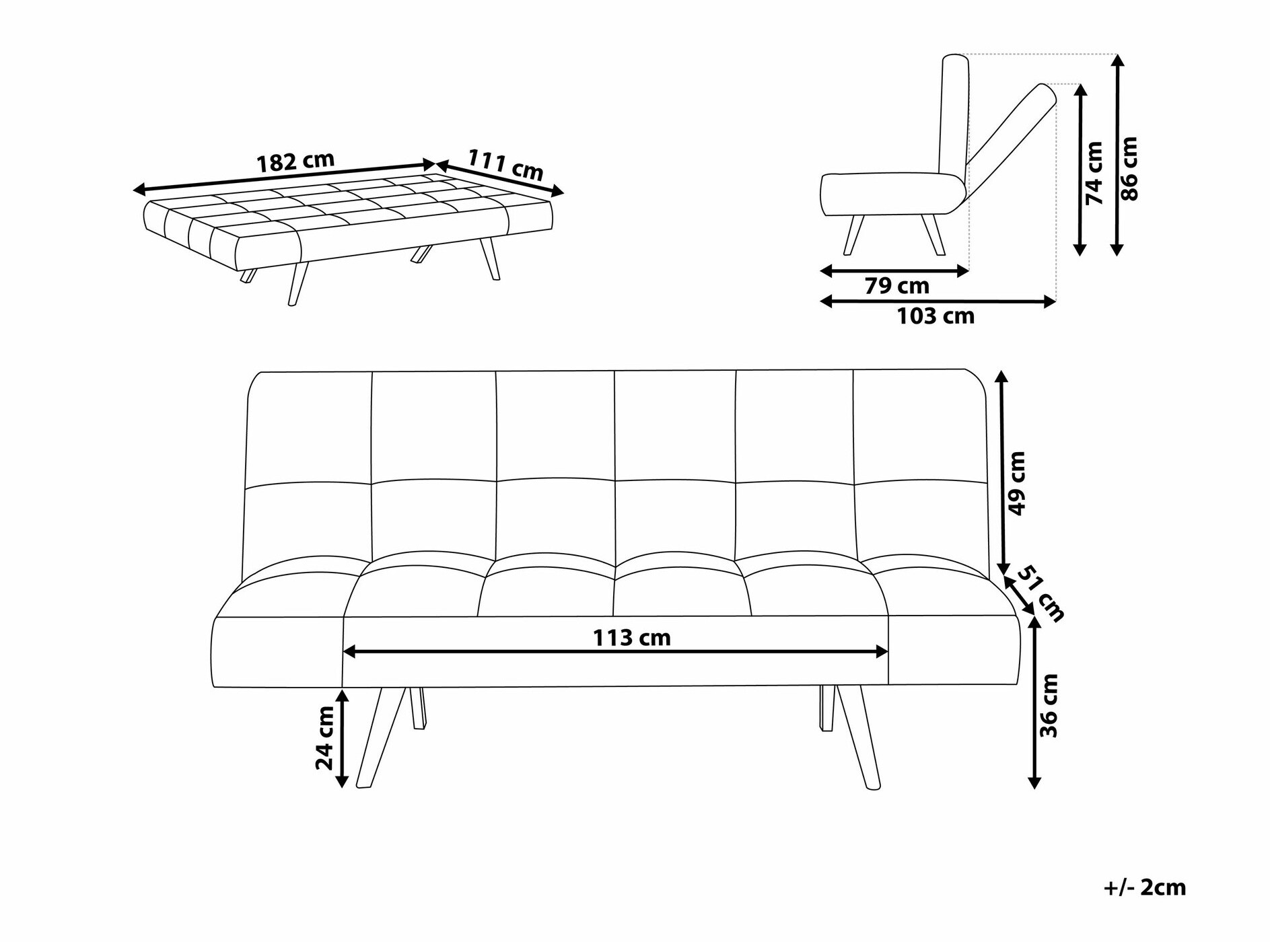 Sofa na razvlačenje Berwyn 1552 (Bež)