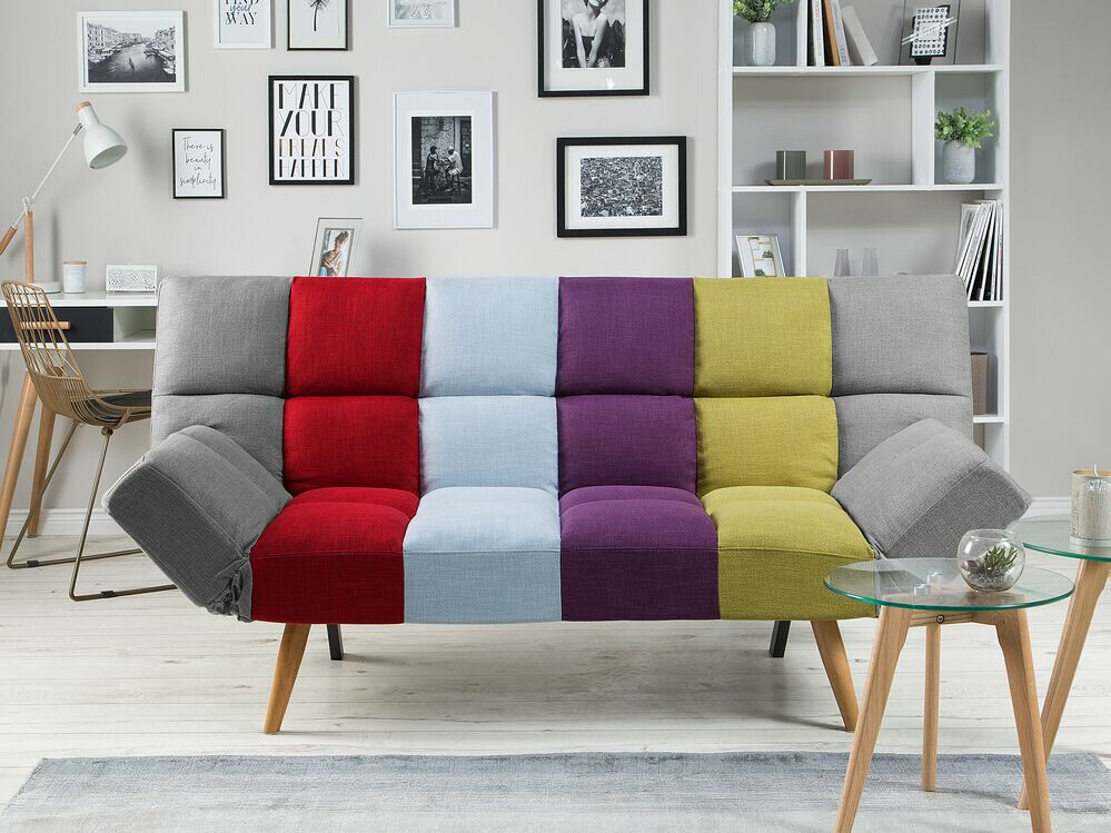 Sofa na razvlačenje Berwyn 1552 (Sivo + Crvena + Plava)