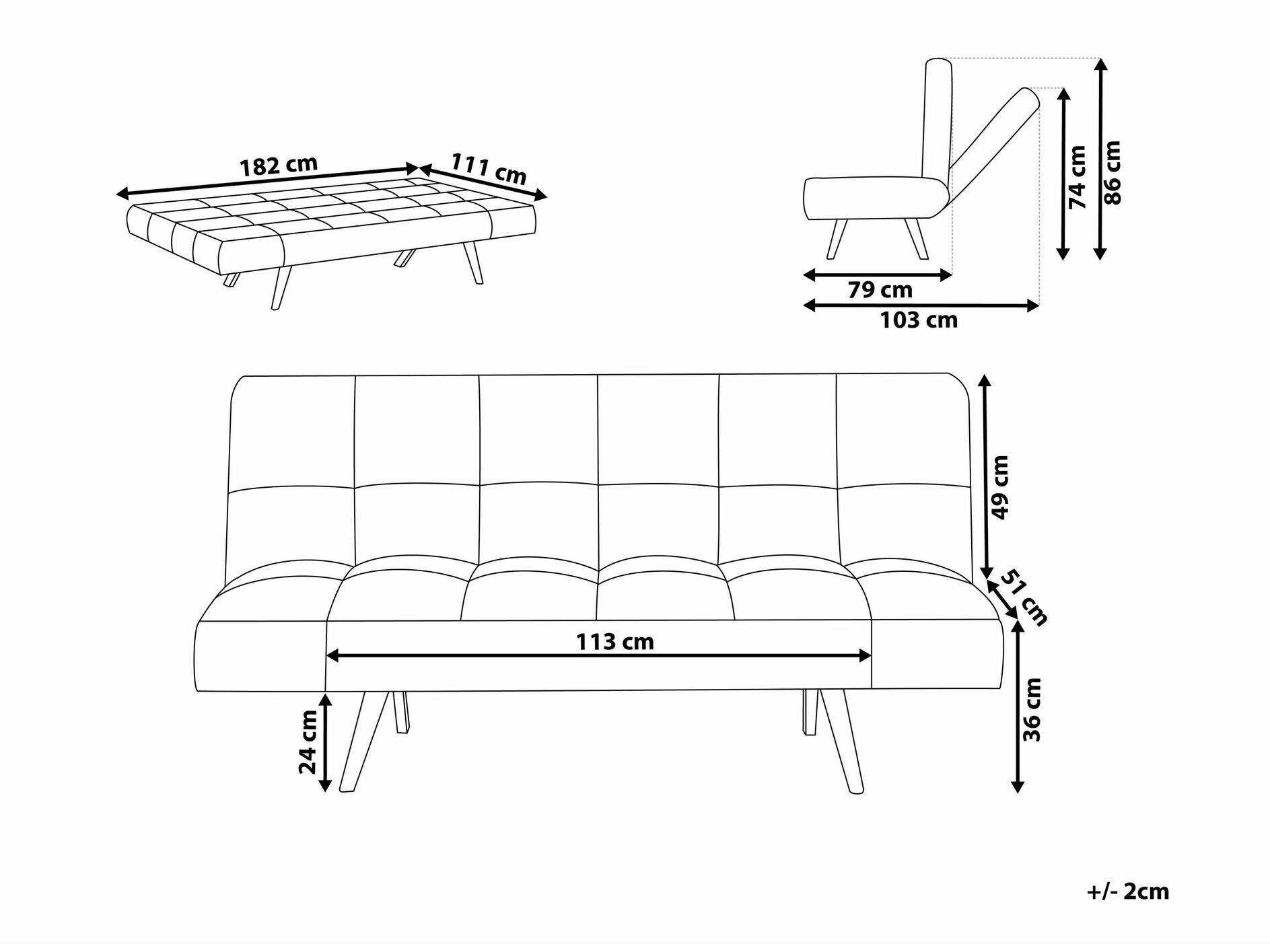 Sofa na razvlačenje Berwyn 1552 (Svetloosiva)