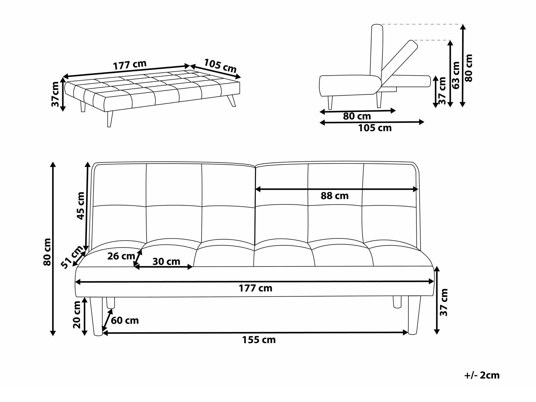 Sofa na razvlačenje Berwyn 1554 (Plava)