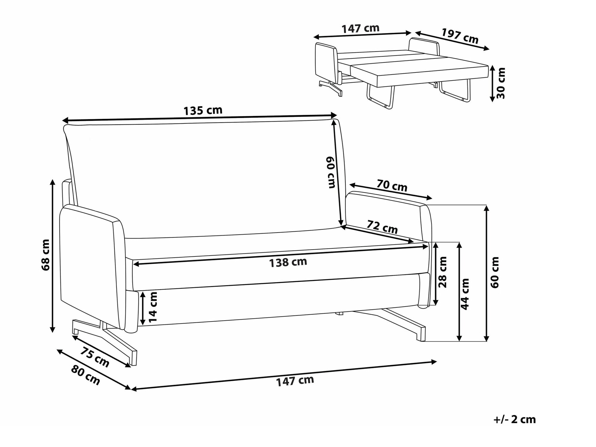 Sofa na razvlačenje Berwyn 1557 (Bež)